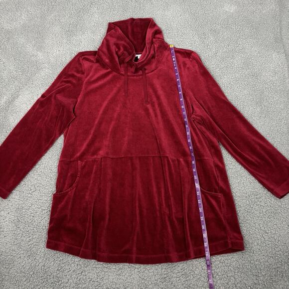 pureJill Velvet Velour Top Sz XL petite Turtleneck Crimson Red Pima Cotton Blend - Picture 9 of 14